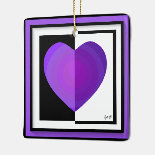 B&W Paars hart met keramisch Ornament (Links)