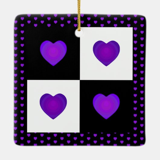 B&W Paars hart met keramisch Ornament (Achterkant)