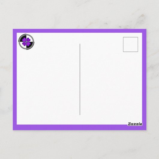 B&W Paars harten Briefkaart slaan (Achterkant)