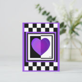 B&W Paars harten Briefkaart slaan (Staand voorkant)