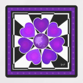 B&W Paarse harten kloppen Labels (Design 1)