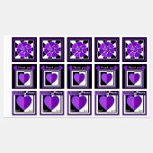 B&W Paarse harten kloppen Labels (Vel)