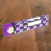 B&W paarse harten kloppen Naambordje (Zijkant)