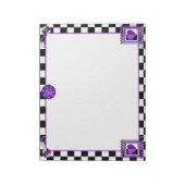 B&W paarse harten kloppen Notitieblok (Linkerzijde)