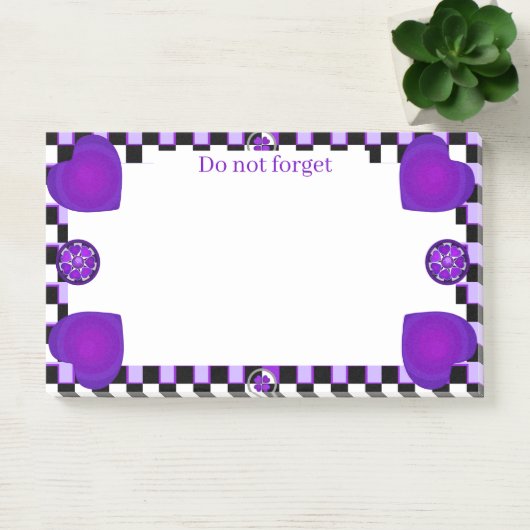 B&W paarse harten kloppen Post-it® Notes (Kantoor)