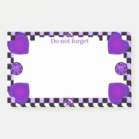 B&W paarse harten kloppen Post-it® Notes (Voorkant)