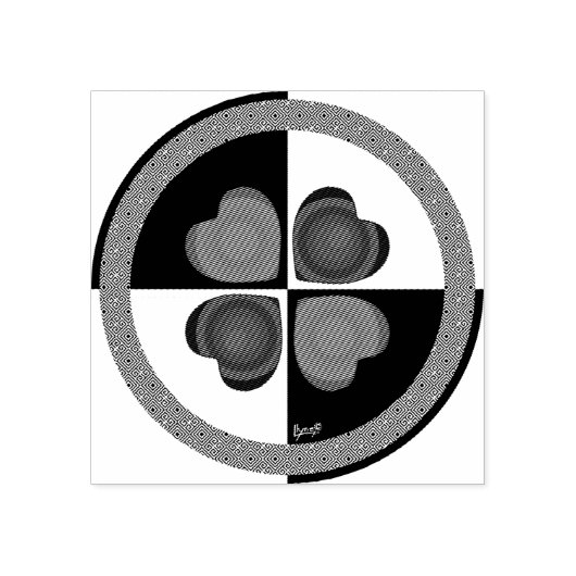 B&W paarse harten kloppen Rubberstempel (Afrduk)