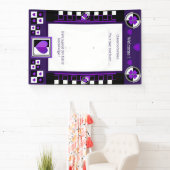 B&W paarse harten kloppende Banner (Insitu)