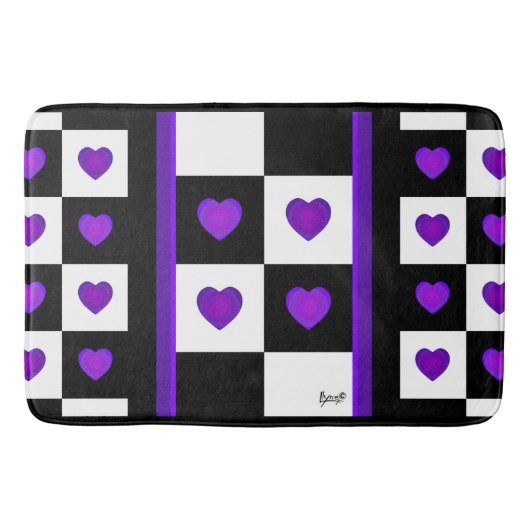 B&W Paarse harten met Bath Mat (Voorkant)