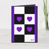 B&W Paarse harten met blanco kaart (Voorkant)