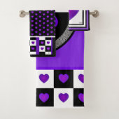 B&W Paarse harten slaan Bad Handdoek (Insitu)