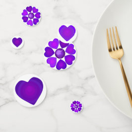 B&W Paarse harten slaan Confetti