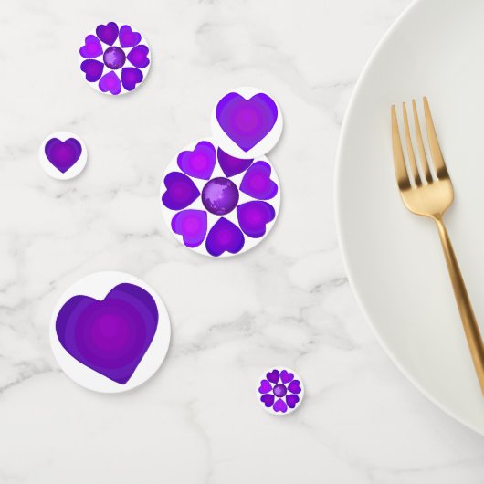 B&W Paarse harten slaan Confetti (Groep)