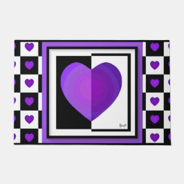 B&W Paarse harten slaan Deurmat