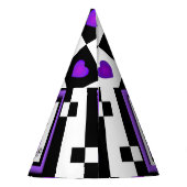 B&W Paarse harten slaan Feesthoedjes (Achterkant)