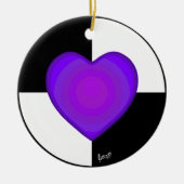 B&W Paarse harten slaan Keramisch Ornament (Voorkant)