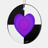 B&W Paarse harten slaan Keramisch Ornament (Links)