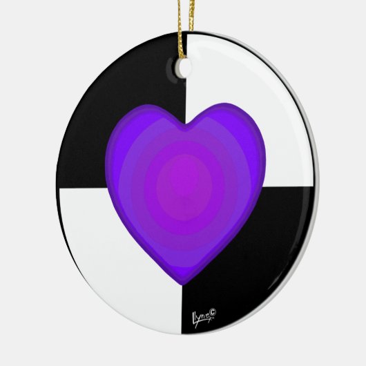 B&W Paarse harten slaan Keramisch Ornament (Links)