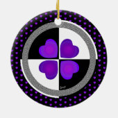 B&W Paarse harten slaan Keramisch Ornament (Achterkant)
