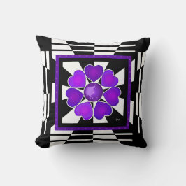 B&W Paarse harten slaan Kussen