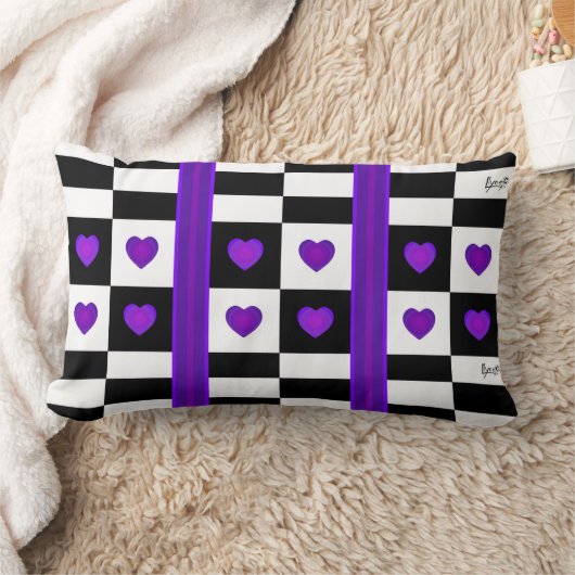 B&W Paarse harten slaan Kussen (Deken)