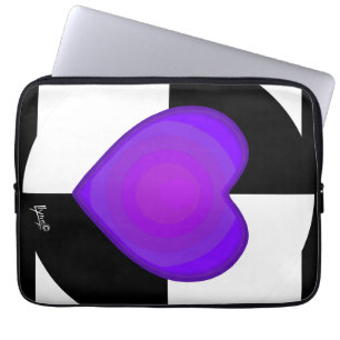 B&W Paarse harten slaan Laptop Sleeve
