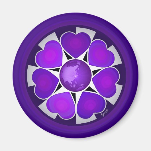 B&W Paarse harten slaan Magneet (Voorkant)