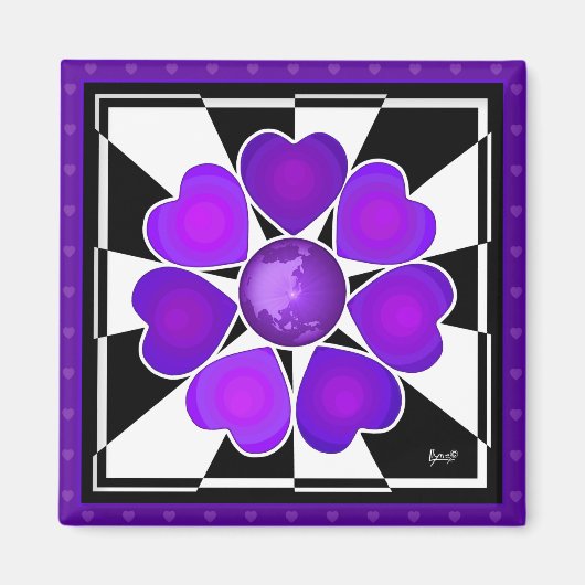 B&W Paarse harten slaan Magneet (Voorkant)