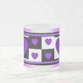 B&W Paarse harten slaan Matglas Koffiemok (Center)