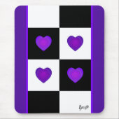 B&W Paarse harten slaan Muismat (Voorkant)