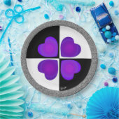 B&W Paarse harten slaan Papieren Bordje (Feest)