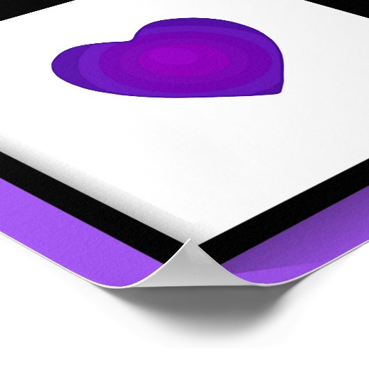 B&W Paarse harten slaan Poster (Hoek)