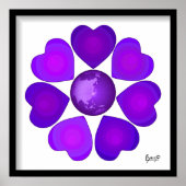 B&W Paarse harten slaan Poster (Voorkant)