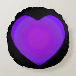 B&W Paarse harten slaan Rond Kussen