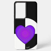 B&W Paarse harten slaan Samsung Galaxy Hoesje (Achterkant)
