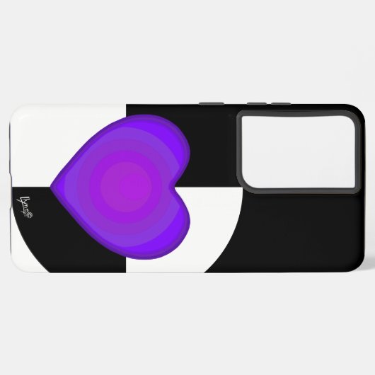 B&W Paarse harten slaan Samsung Galaxy Hoesje (Linkerkant)