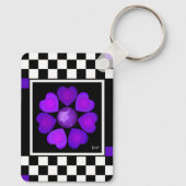 B&W Paarse harten slaan Sleutelhanger (Achterkant)