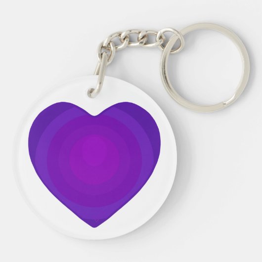 B&W Paarse harten slaan Sleutelhanger (Achterkant)