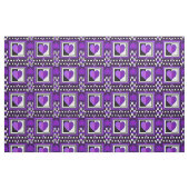 B&W Paarse harten slaan Stof (Fat Quarter)