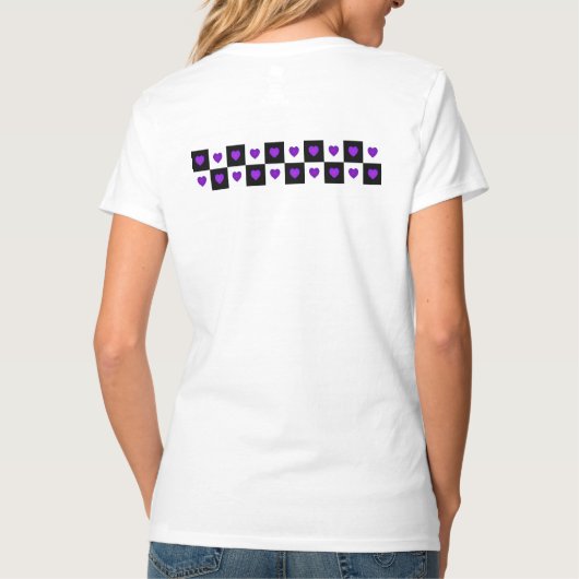 B&W Paarse harten slaan T-shirt (Achterkant)