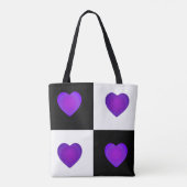 B&W Paarse harten slaan Tote Bag (Achterkant)