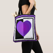 B&W Paarse harten slaan Tote Bag (Dichtbij)