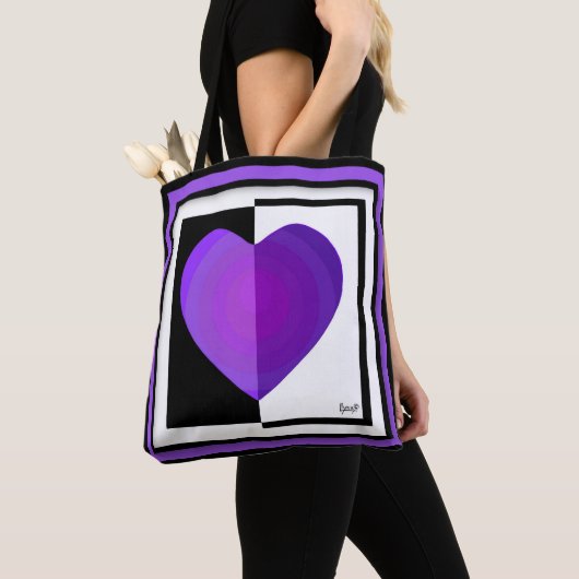 B&W Paarse harten slaan Tote Bag (Dichtbij)