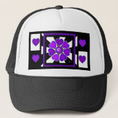 B&W Paarse harten slaan Trucker Pet (Voorkant)