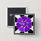 B&W Paarse harten slaan Vierkante Button 5,1 Cm (Voorkant /achterkant)