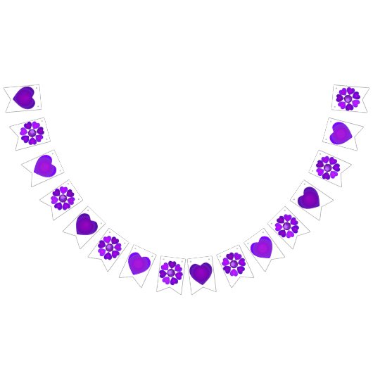 B&W Paarse harten slaan Vlaggetjes (Alle)