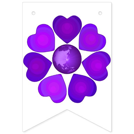 B&W Paarse harten slaan Vlaggetjes (Tweede vlag)