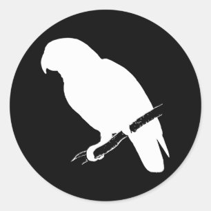 B&W Parrot Ronde Sticker