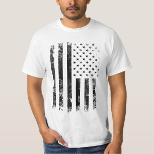 B&W Patriottisch Amerikaans Flag T-shirt