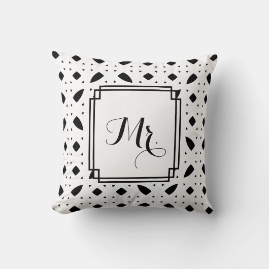B&W Patterned "Mr" Wedding Sierkussen (Voorkant)